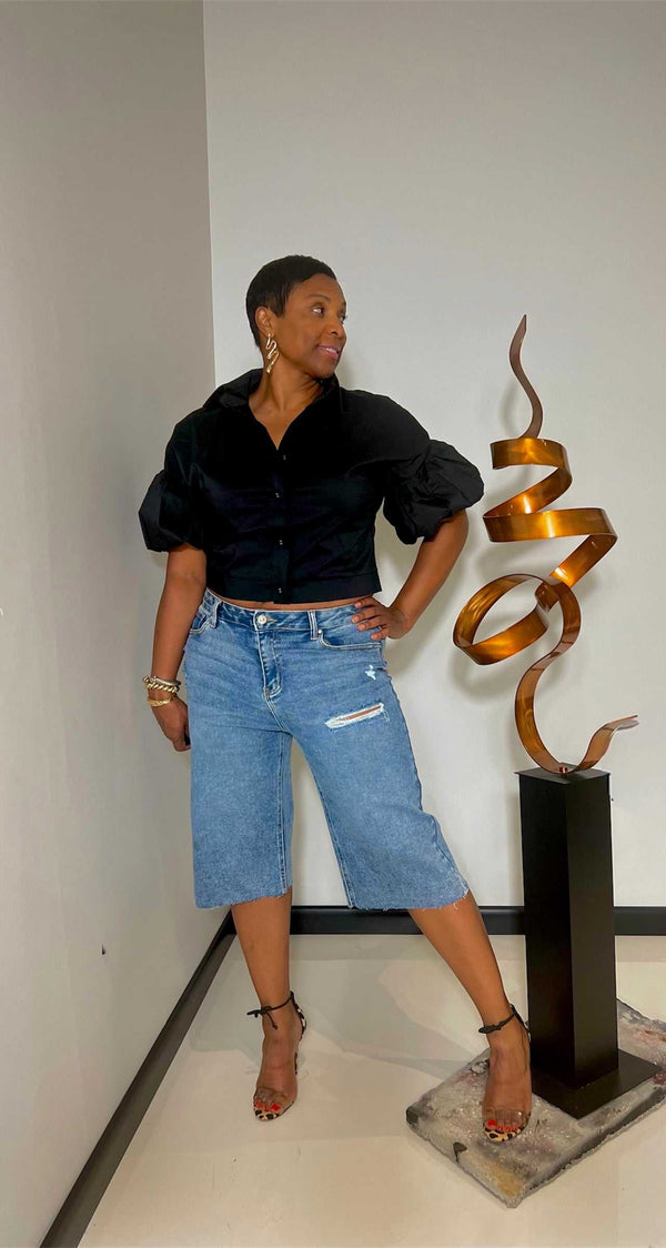 Ava Bermuda Shorts-Denim