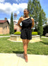 JayCee Knot Shoulder  Short Set Black