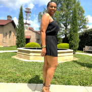 JayCee Knot Shoulder  Short Set Black