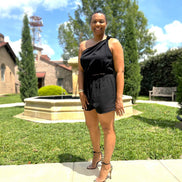JayCee Knot Shoulder  Short Set Black