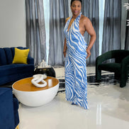 Arielle Blue and White Jumpsuit