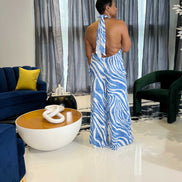 Arielle Blue and White Jumpsuit