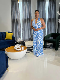 Arielle Blue and White Jumpsuit