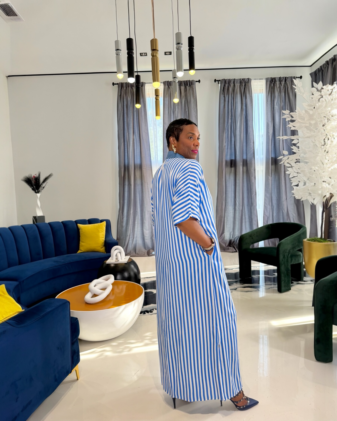 Marina Blue Stripe Maxi Dress