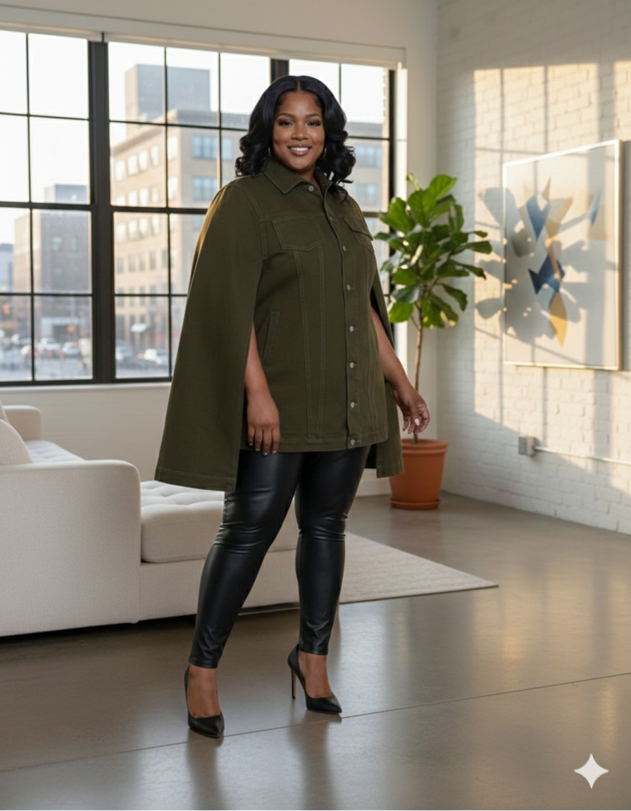 Imani Denim Cape-Plus Size