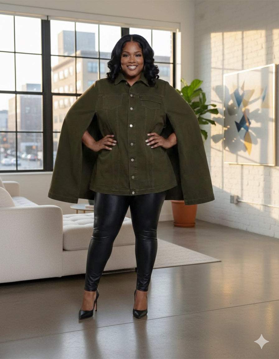 Imani Denim Cape-Plus Size