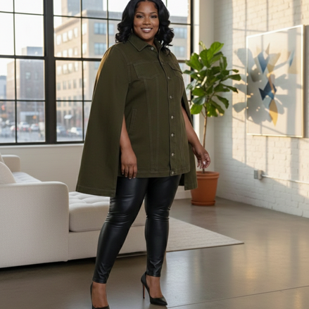 Imani Denim Cape-Plus Size