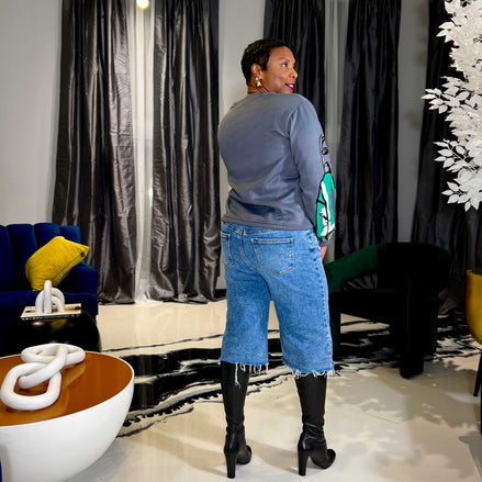 Ava Bermuda Shorts-Denim