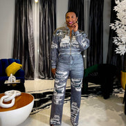 Jace (Grey Denim Effect Pant Set)