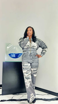 Jace (Grey Denim Effect Pant Set)