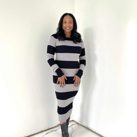 Clear as Day Midi Dress-Grey
