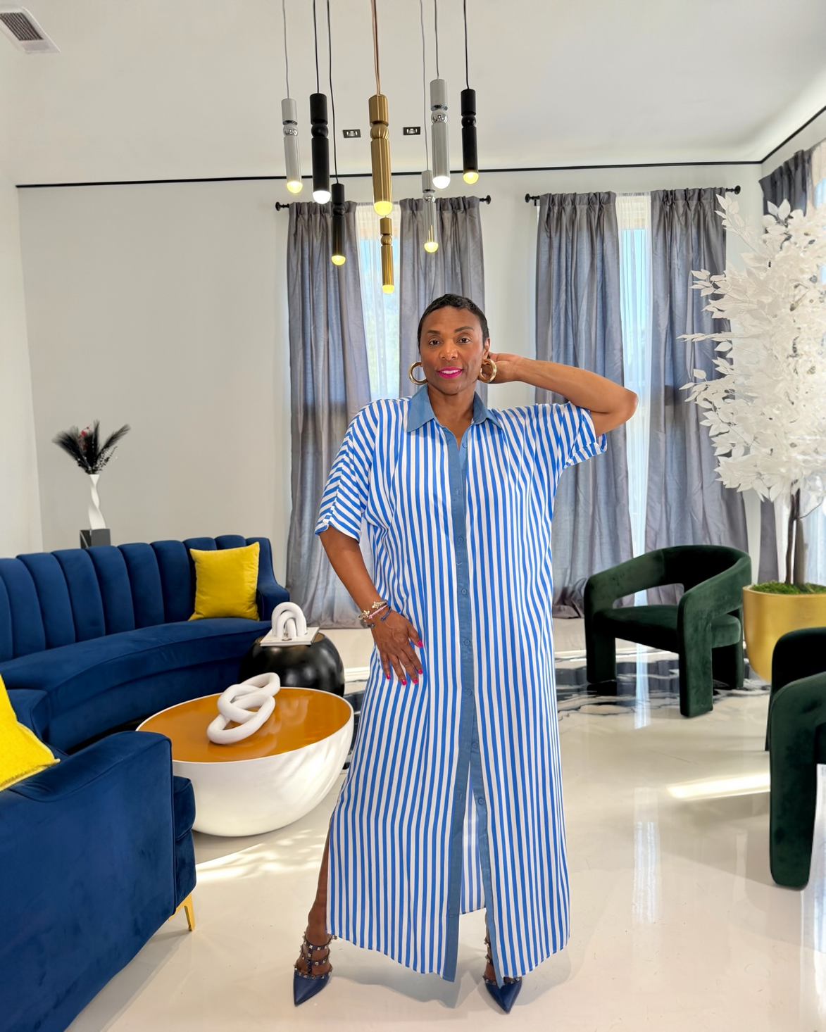 Marina Blue Stripe Maxi Dress