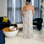 Zariah One Shoulder Maxi Dress-Black and White