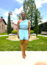 JayCee Knot Shoulder Short Set Light Blue