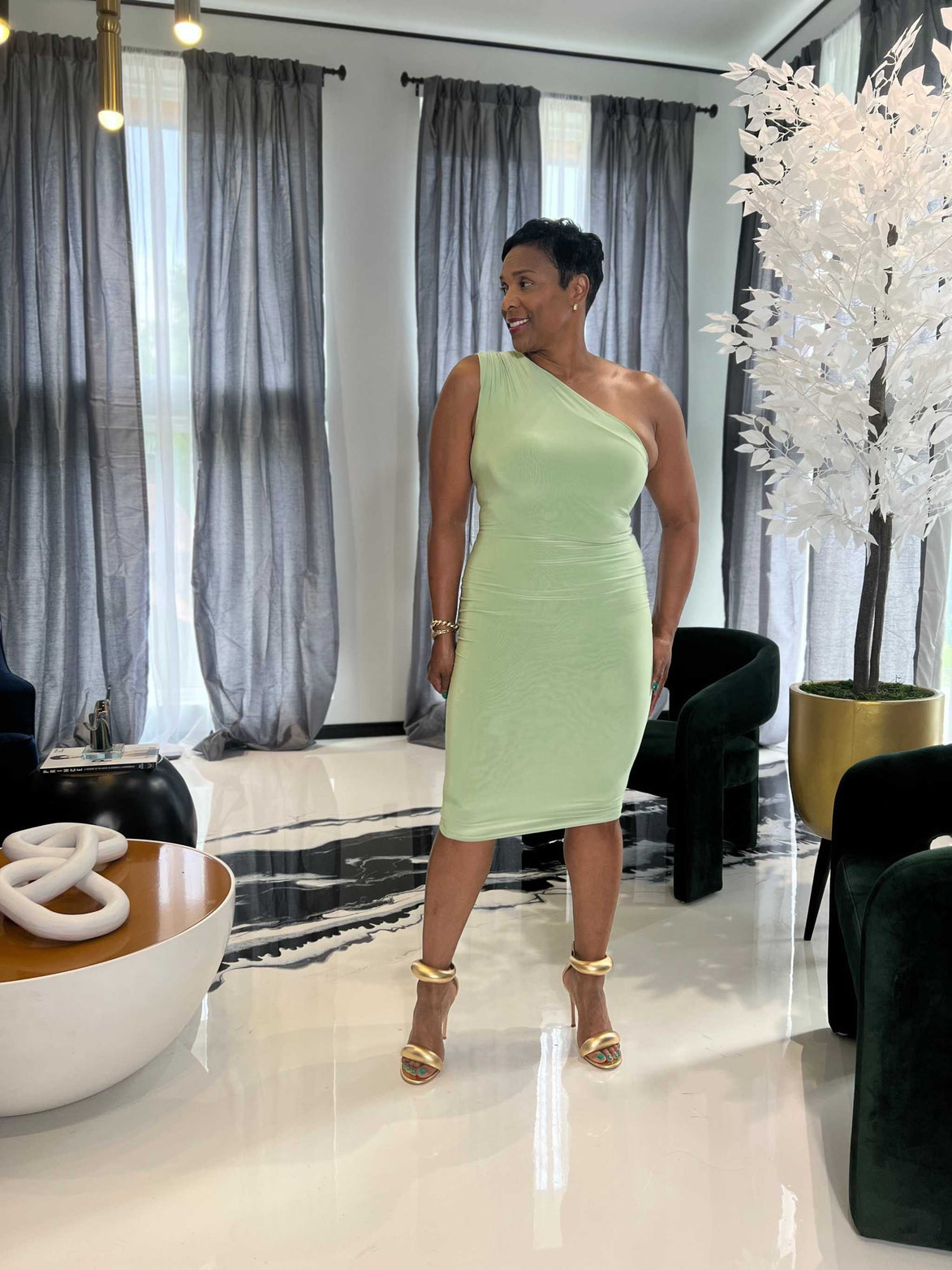 Curve Appeal Midi Dress-Mint