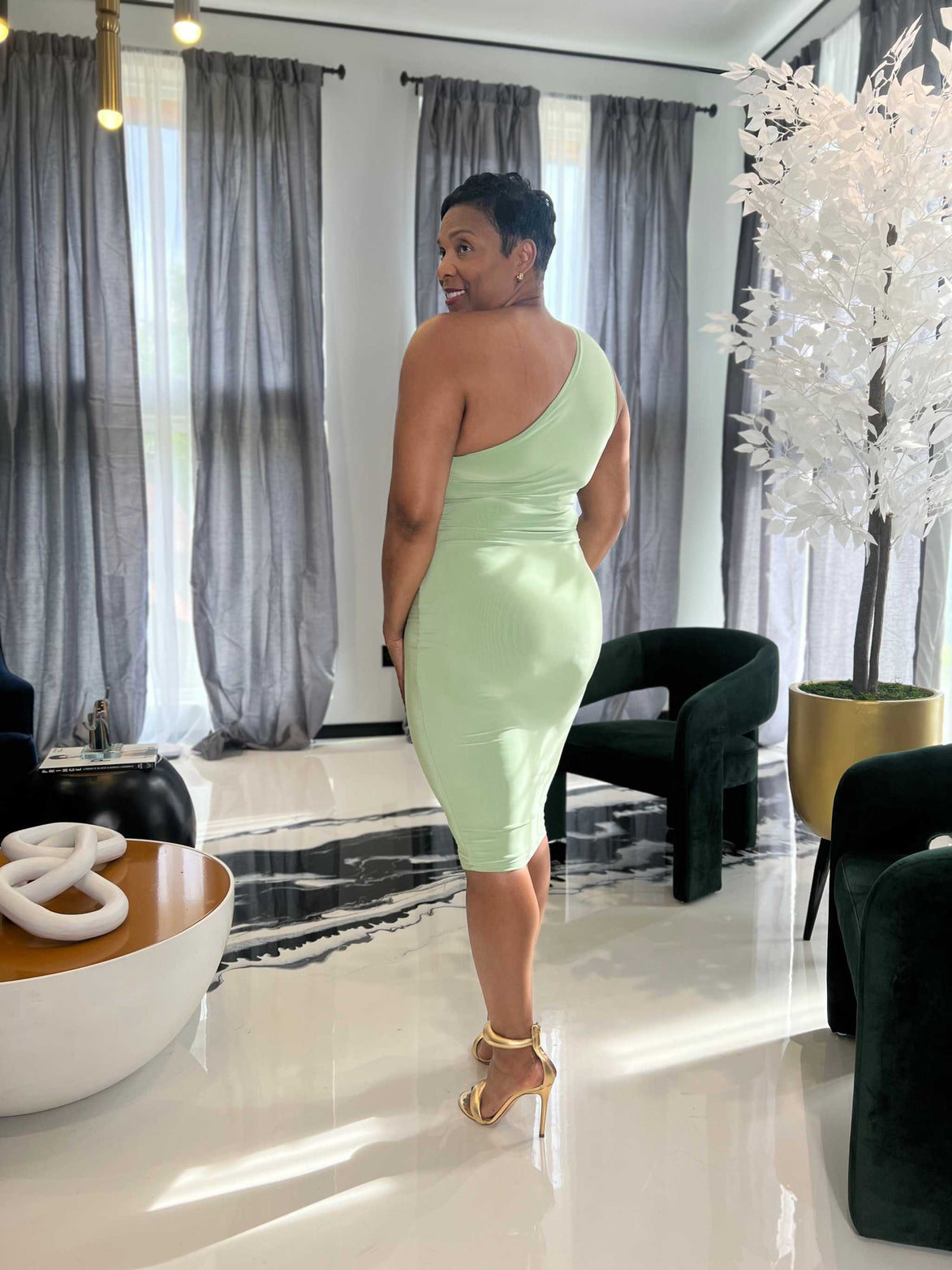 Curve Appeal Midi Dress-Mint