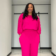 Bubblicious Pant Set-Fuchsia