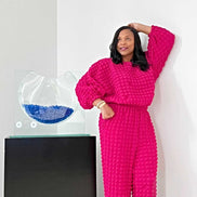 Bubblicious Pant Set-Fuchsia