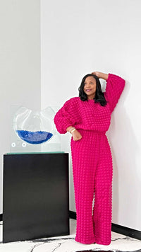 Bubblicious Pant Set-Fuchsia