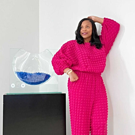 Bubblicious Pant Set-Fuchsia