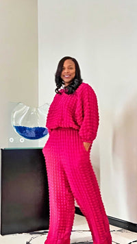 Bubblicious Pant Set-Fuchsia