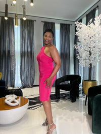 Curve Appeal Midi Dress- Fuchsia