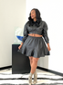 Kassidy (Faux Leather  Hood Top and Skirt Set)