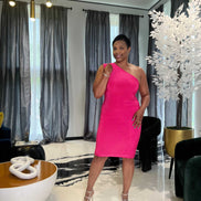 Curve Appeal Midi Dress- Fuchsia