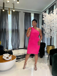 Curve Appeal Midi Dress- Fuchsia