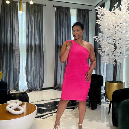 Curve Appeal Midi Dress- Fuchsia