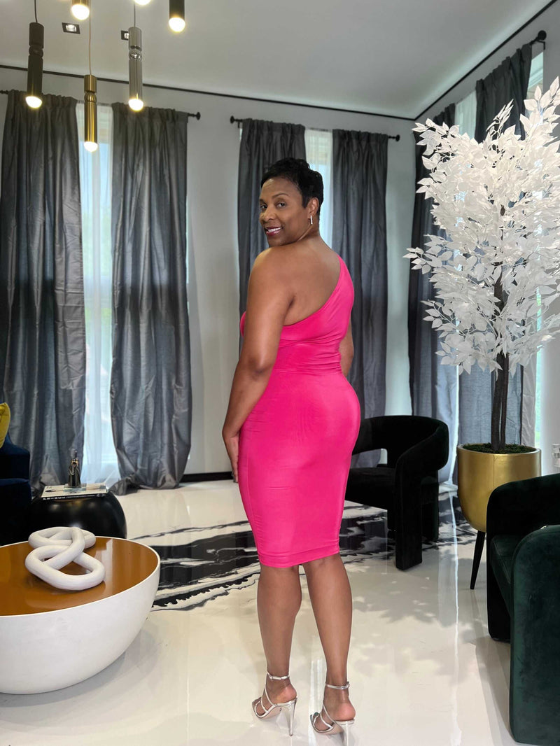 Curve Appeal Midi Dress- Fuchsia