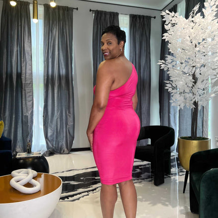 Curve Appeal Midi Dress- Fuchsia