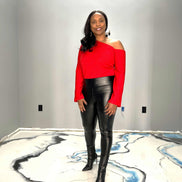 Caught You Looking Off The Shoulder Blouse-Red