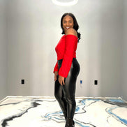 Caught You Looking Off The Shoulder Blouse-Red