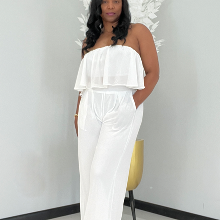 White Dove Off The Shoulder Top an Pant Set
