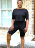 Hallee Black Crop Top and Biker Short Sets