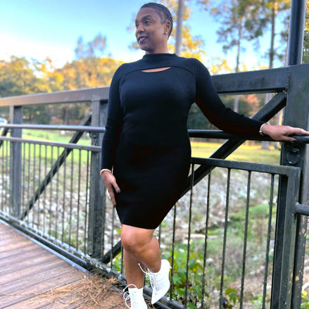 Black Sweater Peak Boo Bodycon Dress