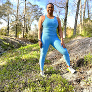 Textured Butt Lift Legging Set Light Blue
