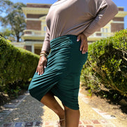 Mandy Hunter Green Ruched Wrap Skirt