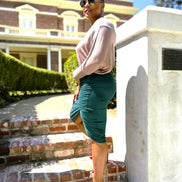 Mandy Hunter Green Ruched Wrap Skirt