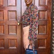 Mandy Apricot Ruched  Wrap Midi Skirt