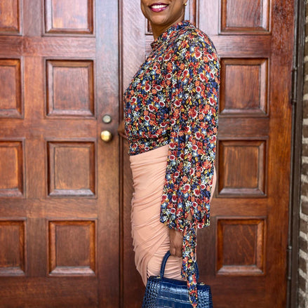 Mandy Apricot Ruched  Wrap Midi Skirt
