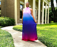 Jewel Blue Pink Ombre Maxi Dress