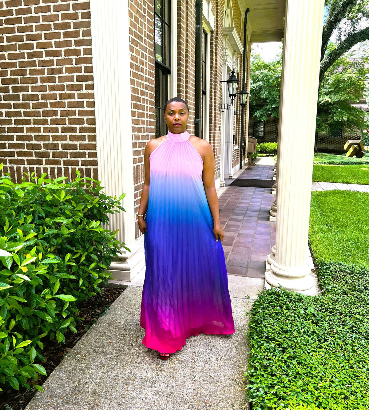 Jewel Blue Pink Ombre Maxi Dress