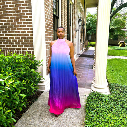 Jewel Blue Pink Ombre Maxi Dress