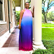Jewel Blue Pink Ombre Maxi Dress