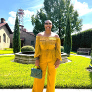Olivia Off the Shoulder Jumpsuit (Gold)