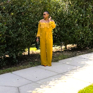 Olivia Off the Shoulder Jumpsuit (Gold)