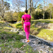 Structured Fuchsia Activewear Crop Top and Legging Set