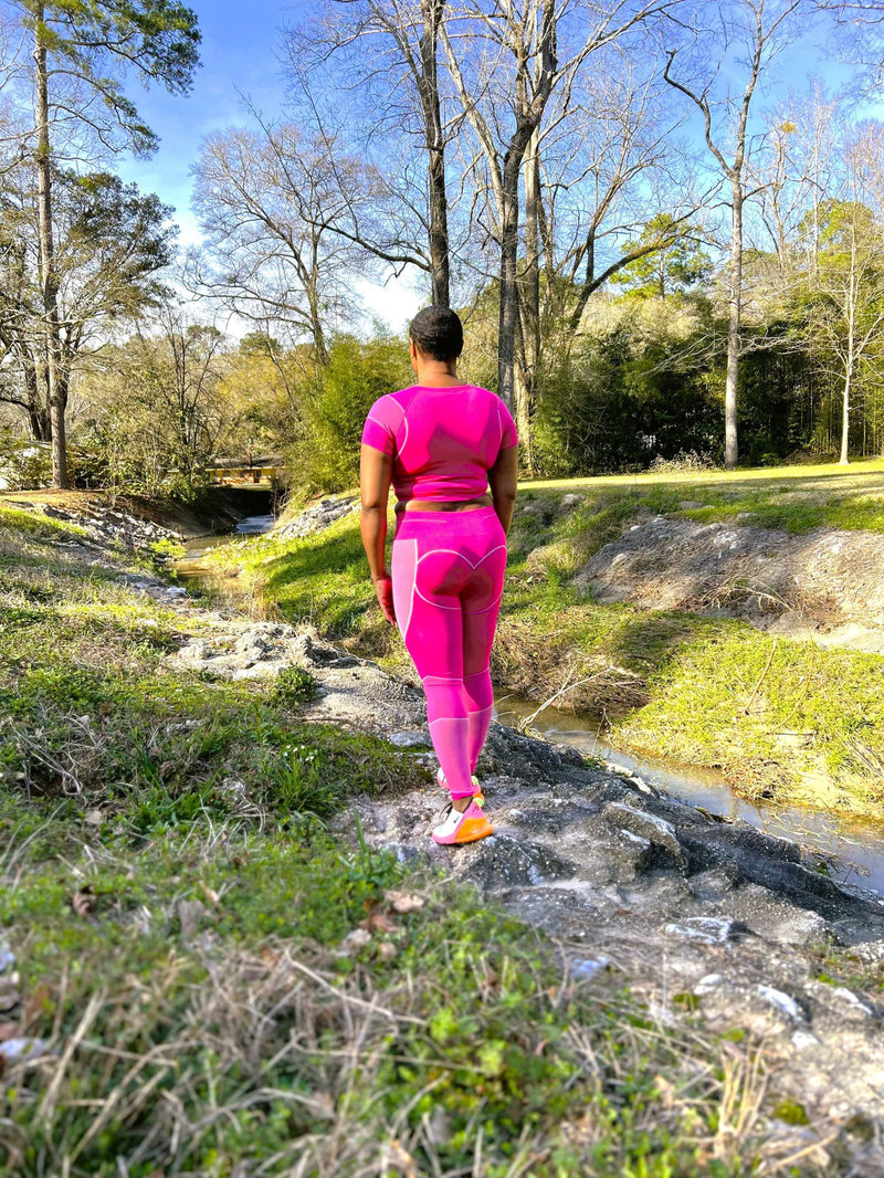 Structured Fuchsia Activewear Crop Top and Legging Set